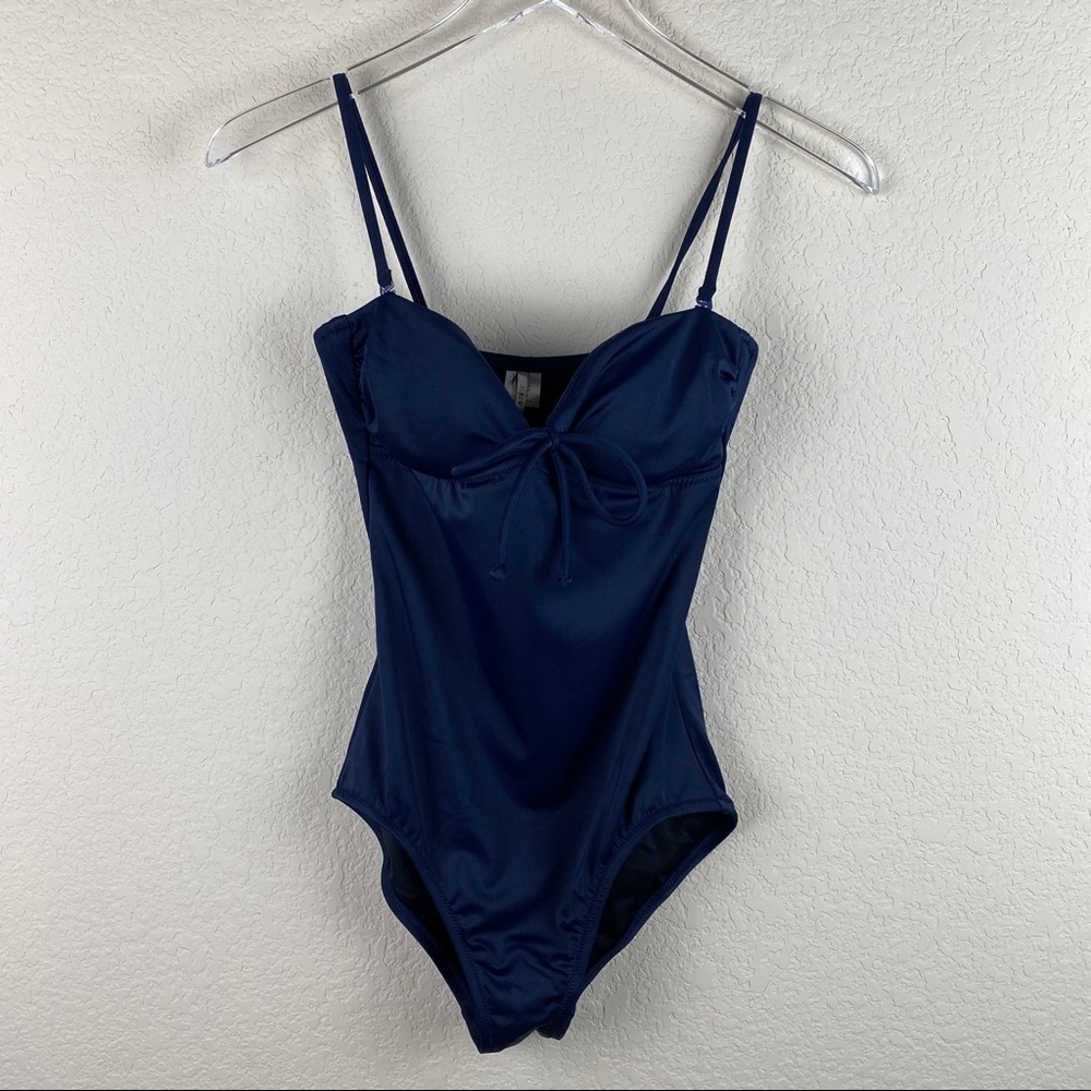 NWT JCREW Navy Blue One Piece Swimsuit Tie Front